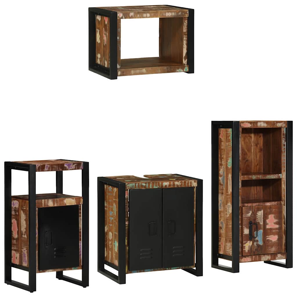 Badezimmermöbel-Set mit Regal 4 pcs Massives upgecyceltes Holz