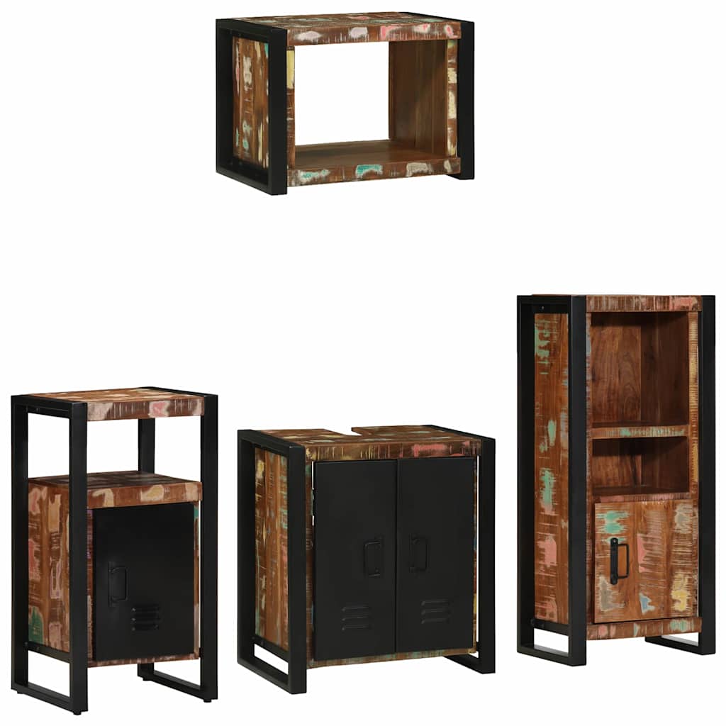 Badezimmermöbel-Set mit Regal 4 pcs Massives upgecyceltes Holz