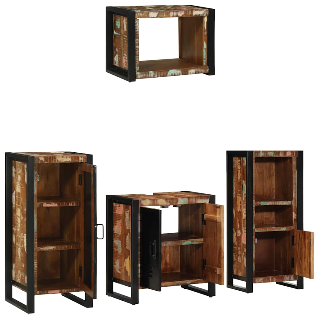 Badezimmermöbel-Set mit Regal 4 pcs Massives upgecyceltes Holz
