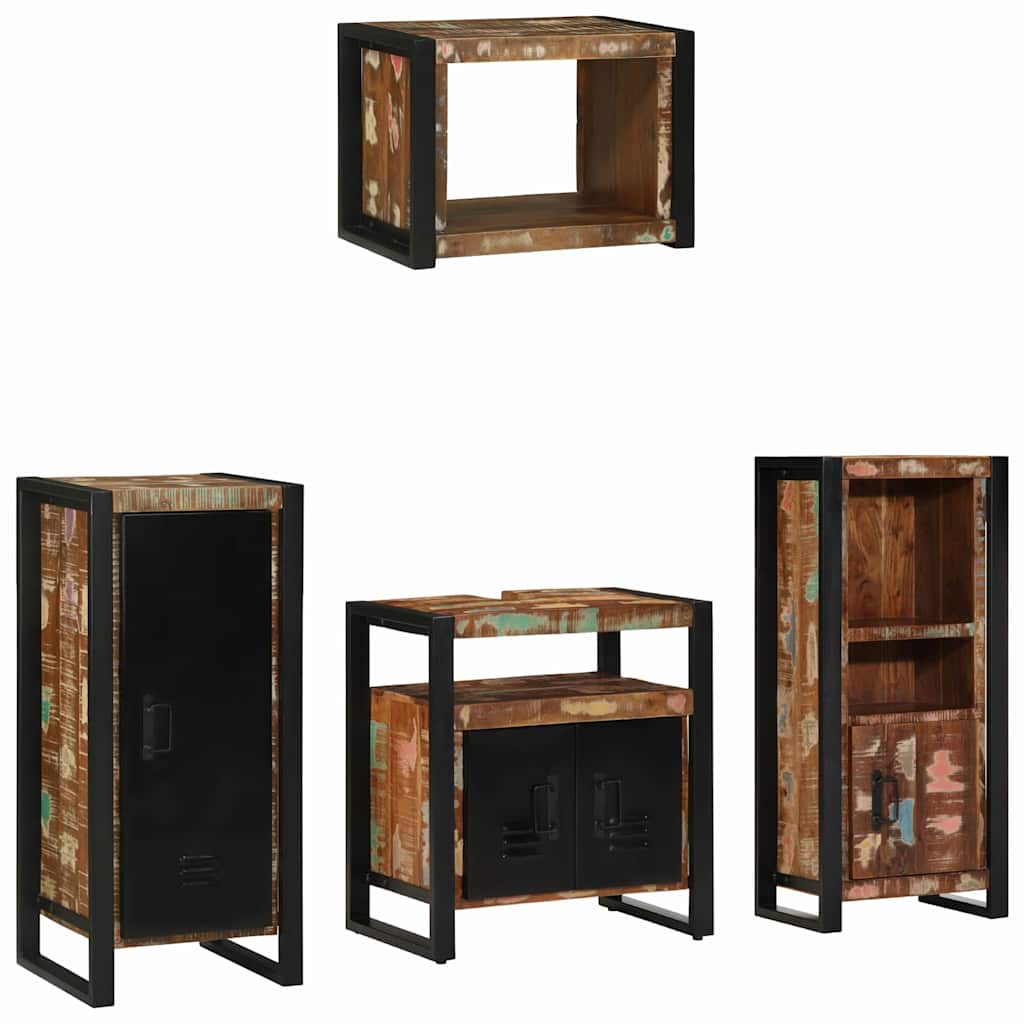 Badezimmermöbel-Set mit Regal 4 pcs Massives upgecyceltes Holz
