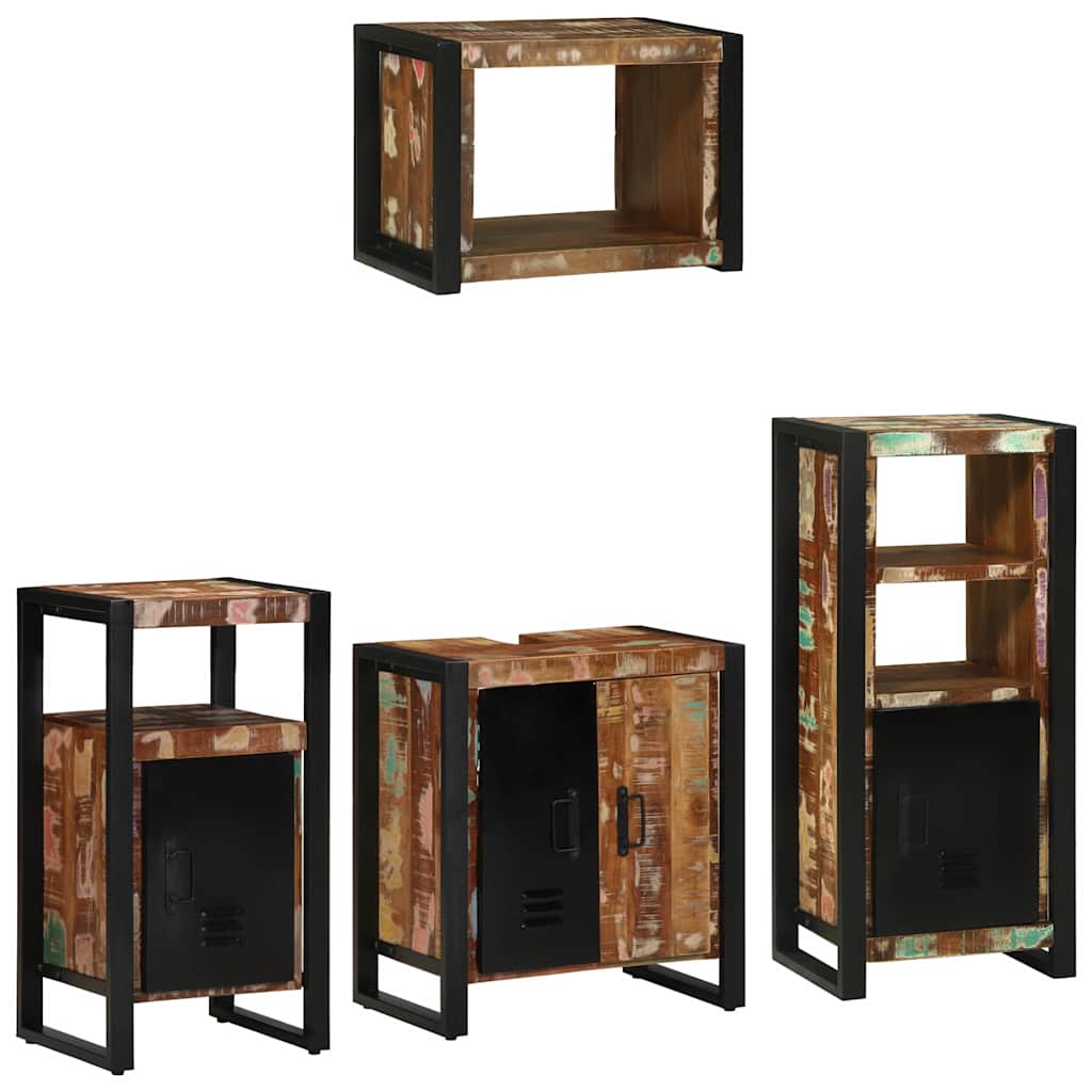 Badezimmermöbel-Set mit Regal 4 pcs Massives upgecyceltes Holz