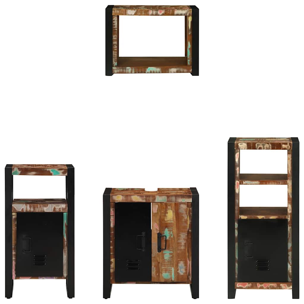 Badezimmermöbel-Set mit Regal 4 pcs Massives upgecyceltes Holz