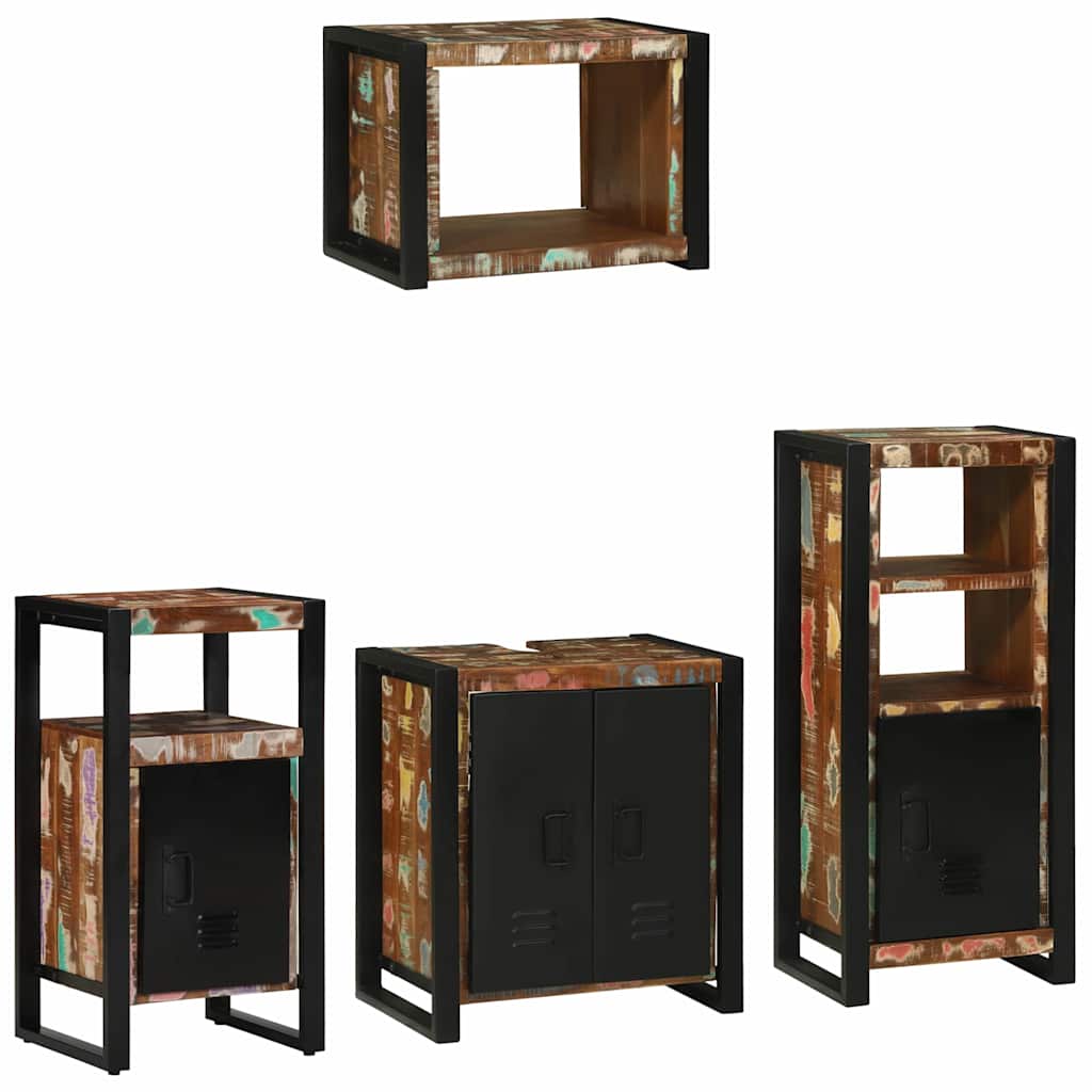 Badezimmermöbel-Set mit Regal 4 pcs Massives upgecyceltes Holz