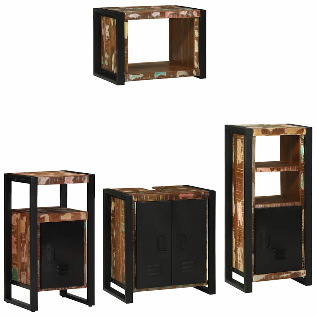 Badezimmermöbel-Set mit Regal 4 pcs Massives upgecyceltes Holz