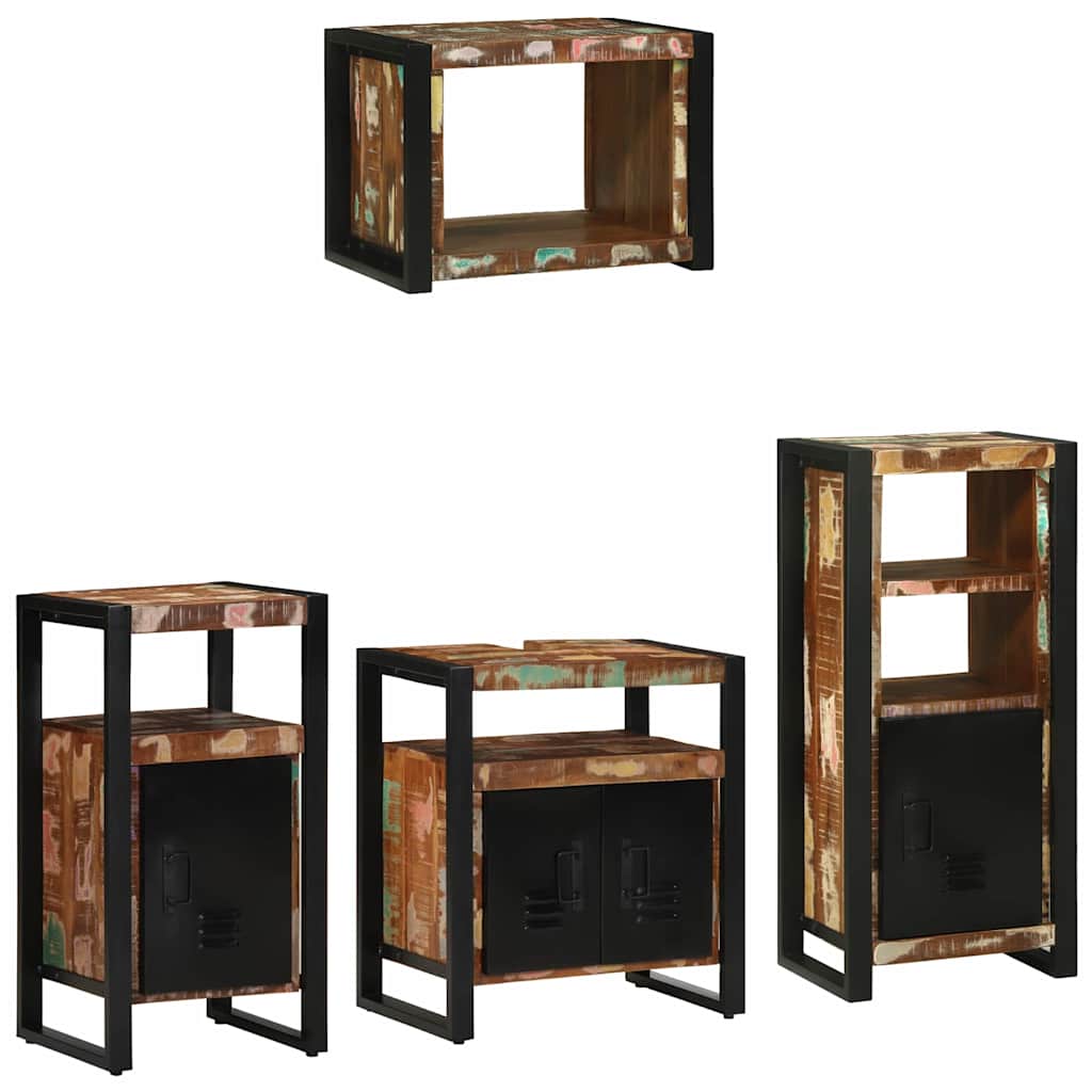 Badezimmermöbel-Set mit Regal 4 pcs Massives upgecyceltes Holz
