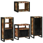 Badezimmermöbel-Set mit Regal 4 pcs Mehrfarbig Massives Altholz