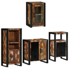 Badezimmermöbel-Set mit Regal 4 pcs Mehrfarbig Massives Altholz
