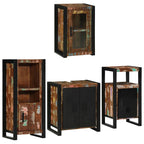 Badezimmermöbel-Set mit Regal 4 pcs Mehrfarbig Massives Altholz