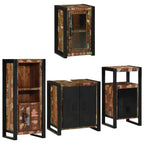 Badezimmermöbel-Set mit Regal 4 pcs Mehrfarbig Massives Altholz
