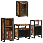 Badezimmermöbel-Set mit Tür 4 pcs Mehrfarbig Massives Altholz