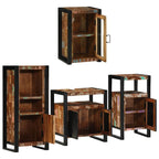 Badezimmermöbel-Set mit Tür 4 pcs Mehrfarbig Massives Altholz
