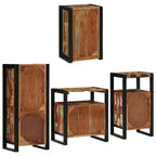 Badezimmermöbel-Set mit Tür 4 pcs Mehrfarbig Massives Altholz