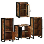 Badezimmermöbel-Set mit Regal 4 pcs Mehrfarbig Massives Altholz
