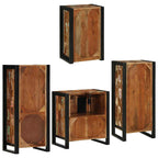 Badezimmermöbel-Set mit Regal 4 pcs Mehrfarbig Massives Altholz
