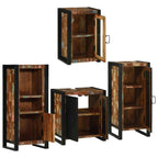 Badezimmermöbel-Set mit Regal 4 pcs Mehrfarbig Massives Altholz