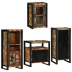 Badezimmermöbel-Set mit Regal 4 pcs Mehrfarbig Massives Altholz