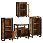 Badezimmermöbel-Set mit Regal 4 pcs Mehrfarbig Massives Altholz