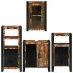 Badezimmermöbel-Set mit Regal 4 pcs Mehrfarbig Massives Altholz
