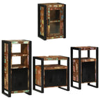 Badezimmermöbel-Set mit Regal 4 pcs Mehrfarbig Massives Altholz
