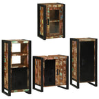 Badezimmermöbel-Set mit Regal 4 pcs Mehrfarbig Massives Altholz