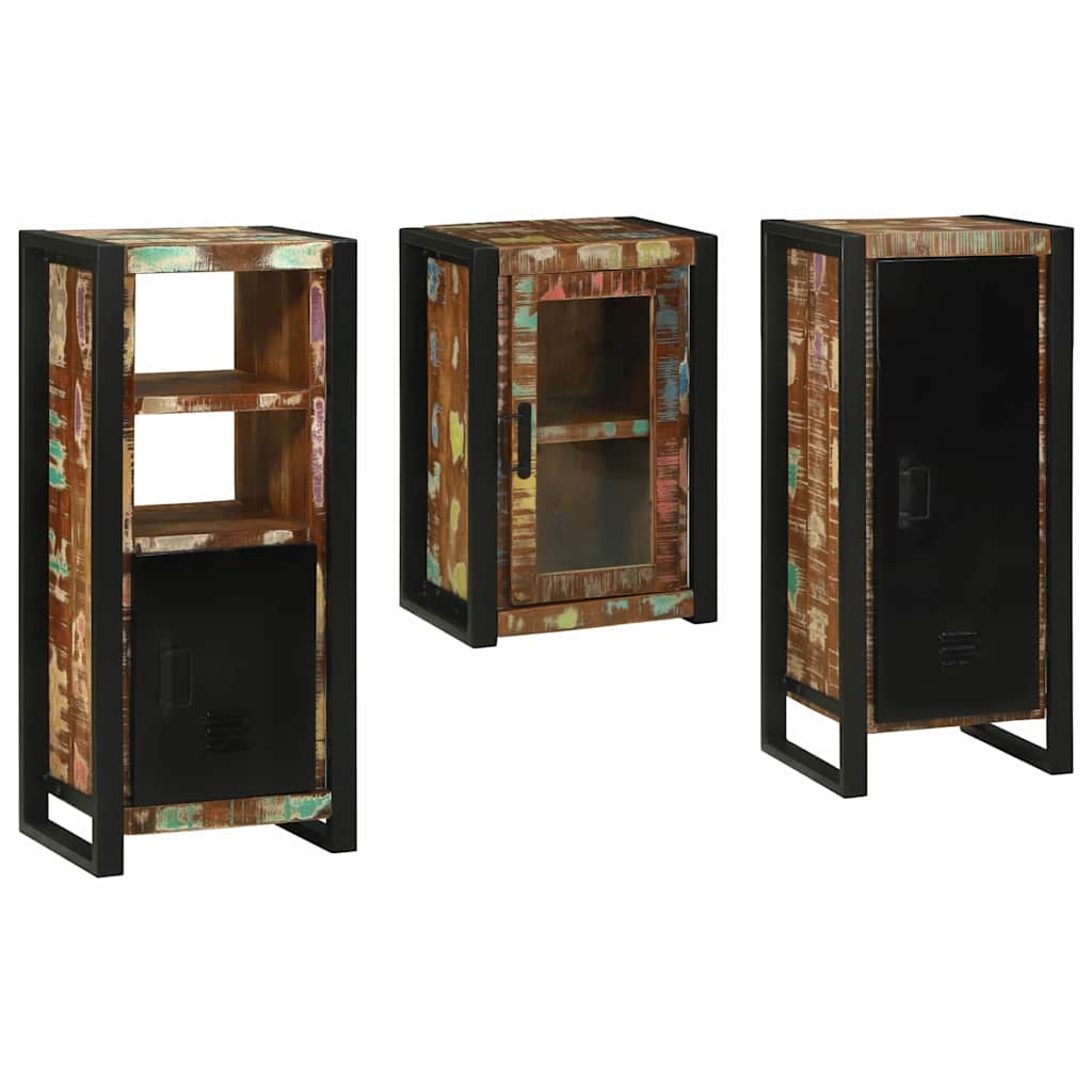 Badezimmermöbel-Set mit Regal 3 pcs Mehrfarbig Massives Altholz
