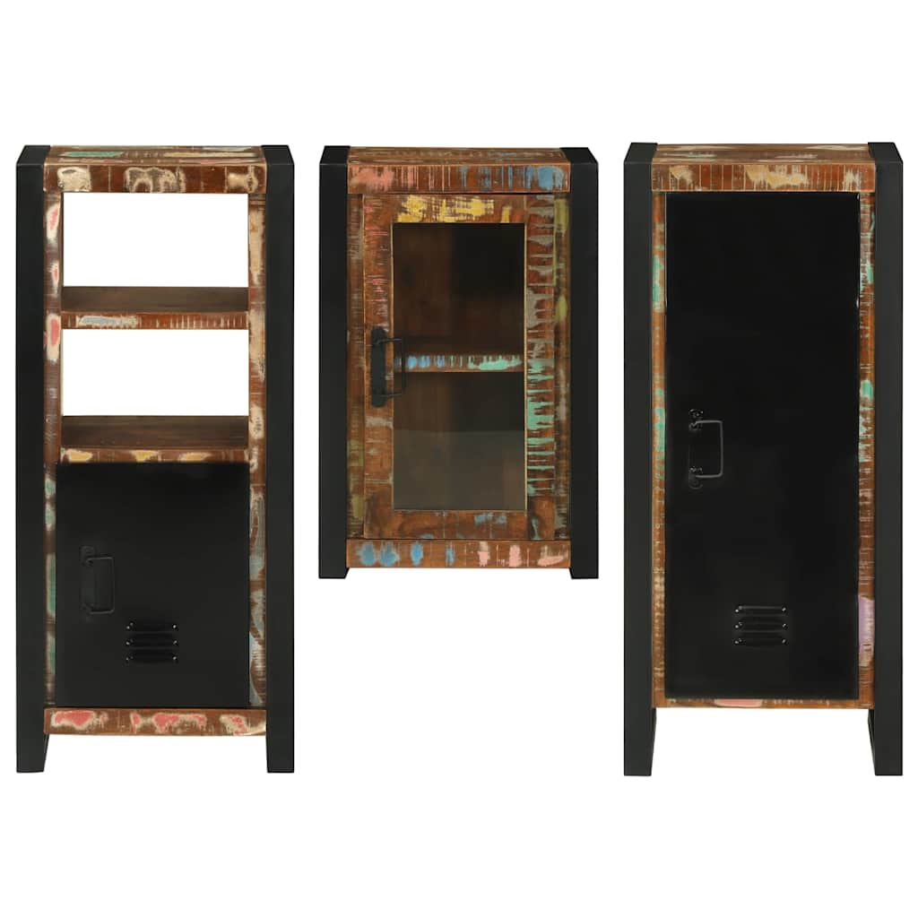 Badezimmermöbel-Set mit Regal 3 pcs Mehrfarbig Massives Altholz