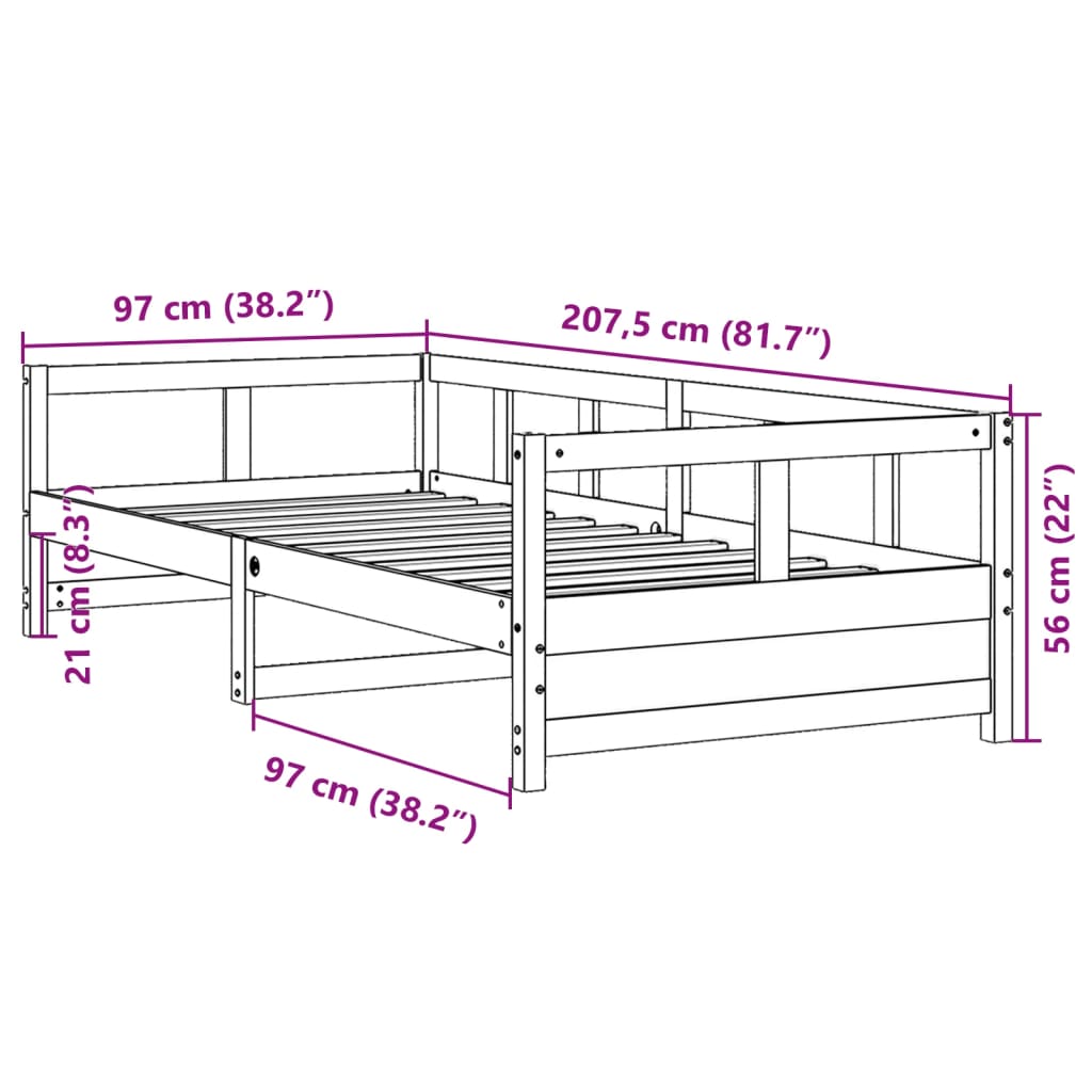 Tagesbett Natur 90x200 cm Massivholz Kiefer