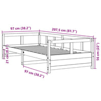 Tagesbett Natur 90x200 cm Massivholz Kiefer