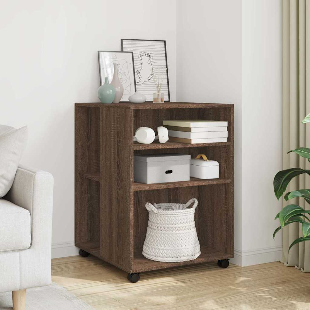 Beistelltisch mit Rollen Braun Eiche 55x60x78 cm Holzwerkstoff