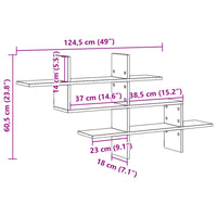 Wandregal Braun Eichen-Optik 124,5x18x60,5 cm Holzwerkstoff