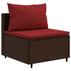 4-tlg. Garten-Lounge-Set mit Kissen Braun Poly Rattan