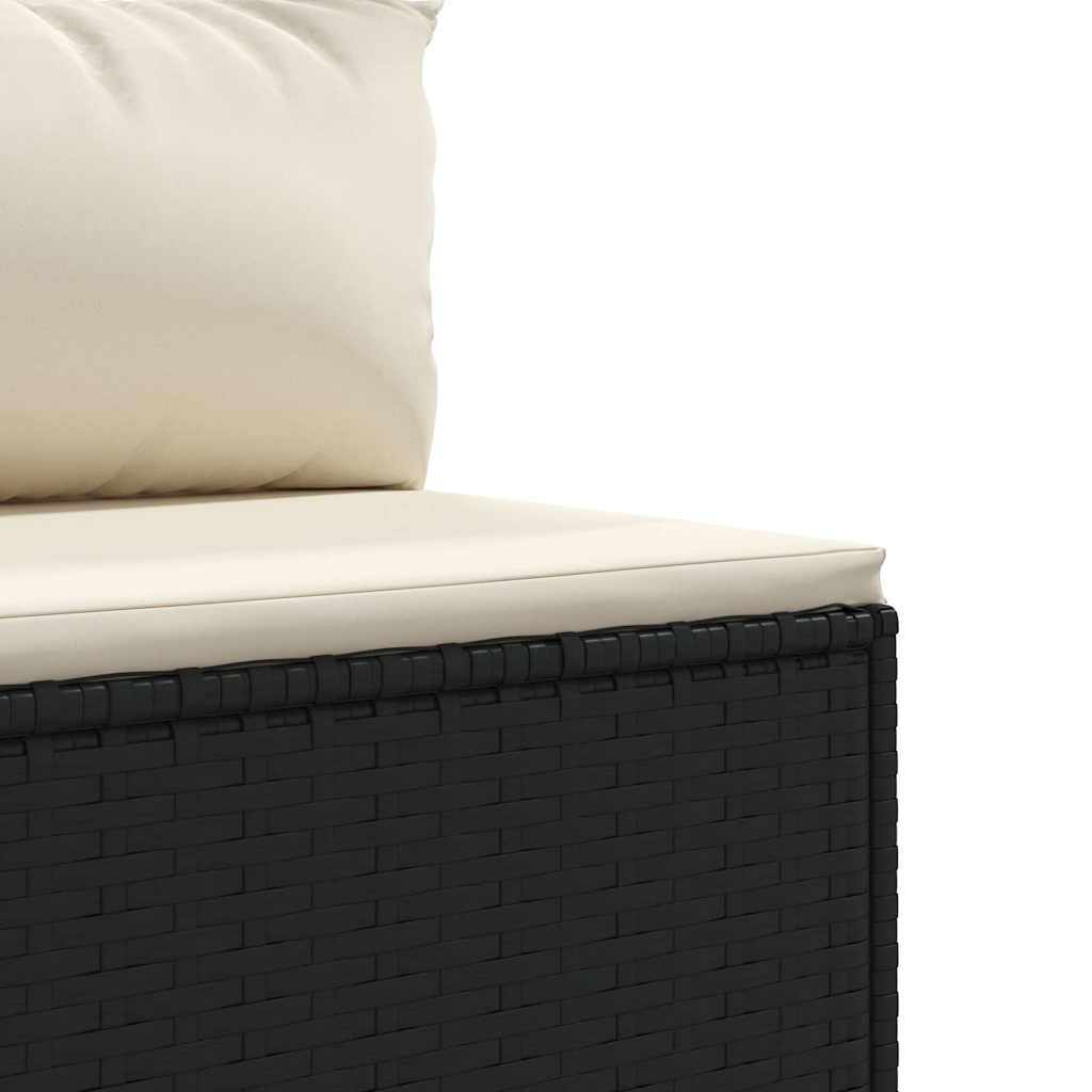 7-tlg. Garten-Lounge-Set mit Kissen Schwarz Poly Rattan