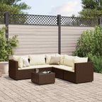 6-tlg. Garten-Lounge-Set mit Kissen Braun Poly Rattan