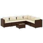 7-tlg. Garten-Lounge-Set mit Kissen Braun Poly Rattan