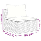 5-tlg. Garten-Lounge-Set mit Kissen Grau Poly Rattan