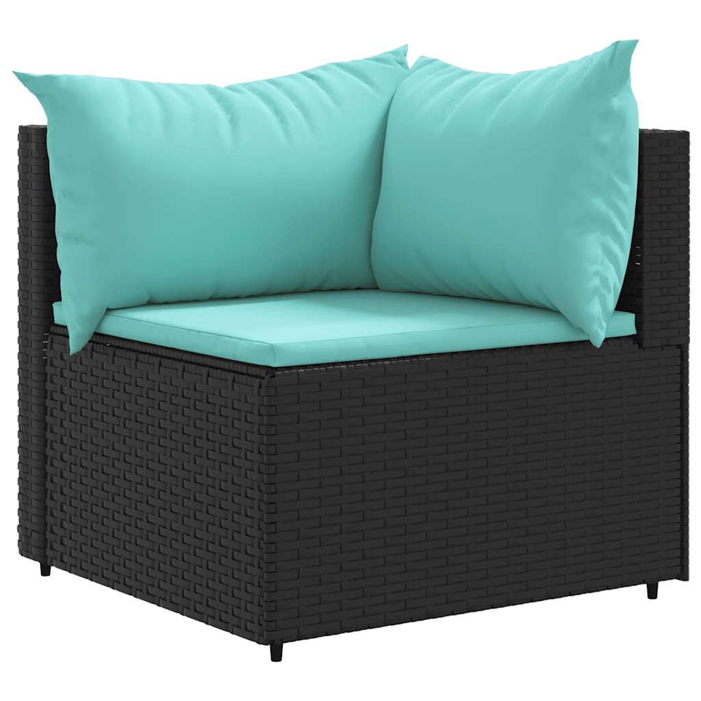 8-tlg. Garten-Lounge-Set mit Kissen Schwarz Poly Rattan