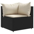 9-tlg. Garten-Lounge-Set mit Kissen Schwarz Poly Rattan