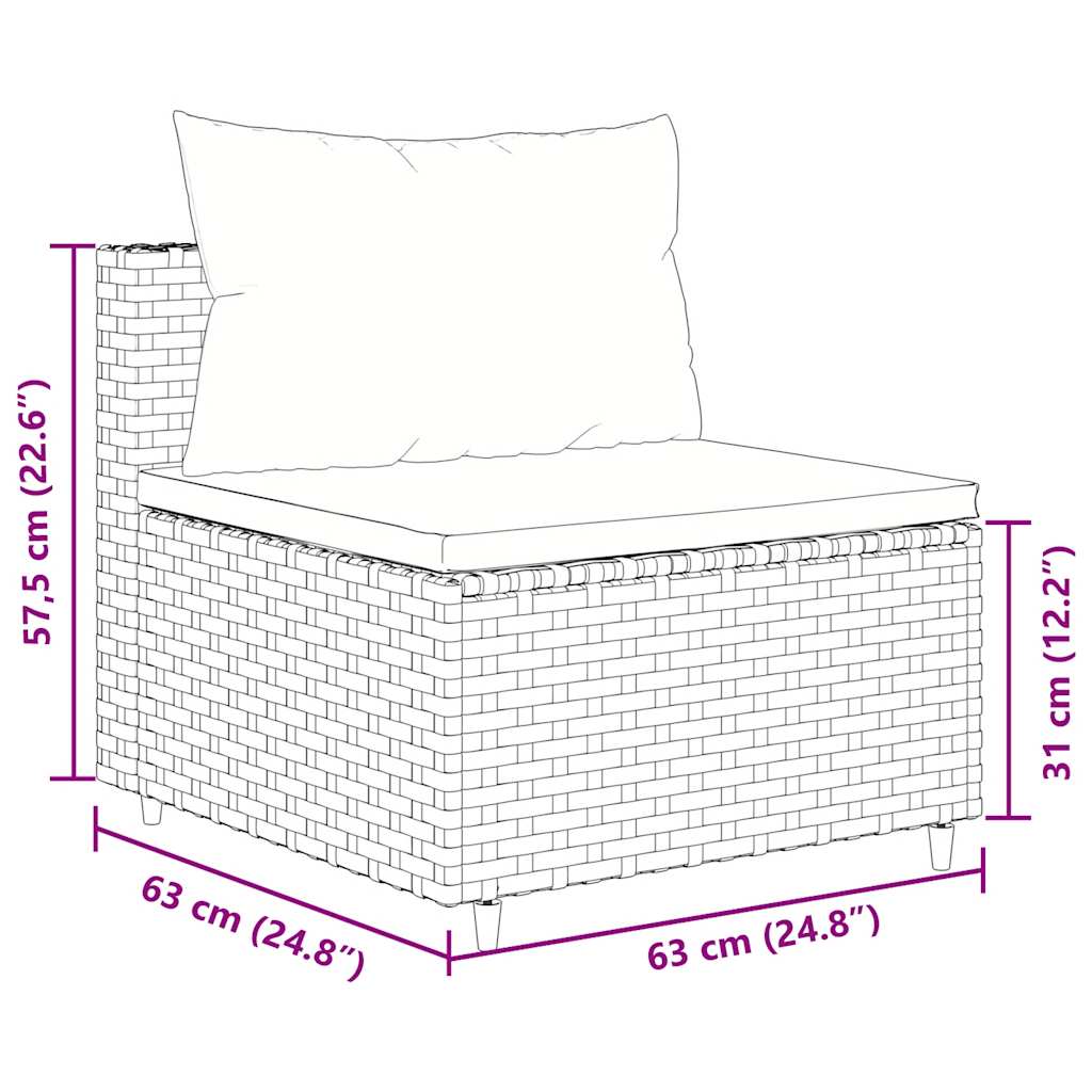 7-tlg. Garten-Lounge-Set mit Kissen Schwarz Poly Rattan