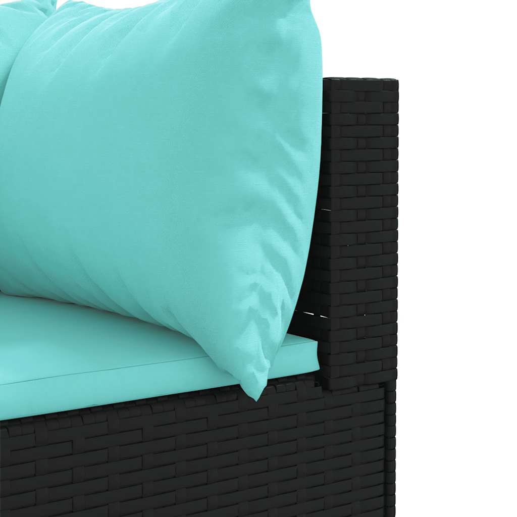 9-tlg. Garten-Lounge-Set mit Kissen Schwarz Poly Rattan