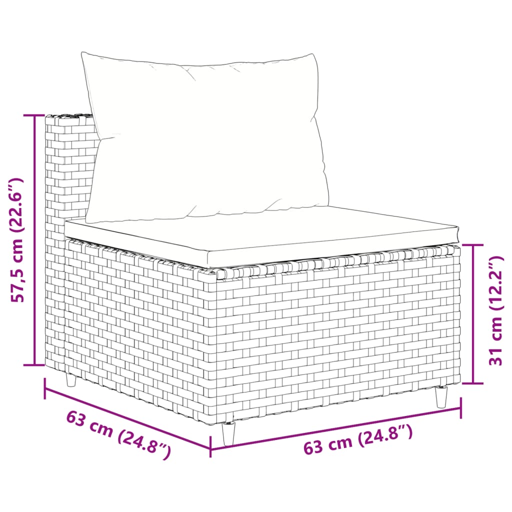11-tlg. Garten-Lounge-Set mit Kissen Schwarz Poly Rattan