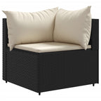 10-tlg. Garten-Sofagarnitur mit Kissen Schwarz Poly Rattan