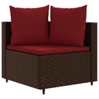 5-tlg. Garten-Sofagarnitur mit Kissen Braun Poly Rattan