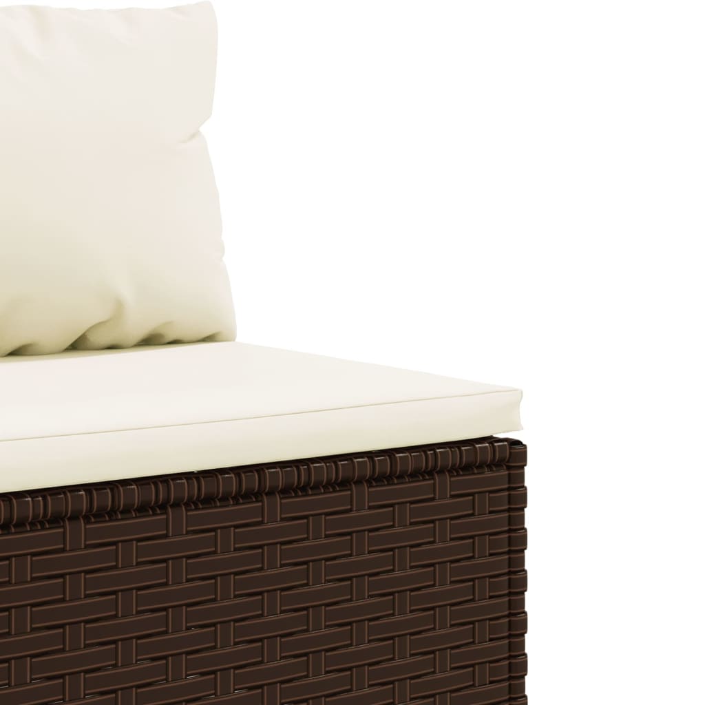 7-tlg. Garten-Sofagarnitur mit Kissen Braun Poly Rattan