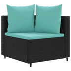 6-tlg. Garten-Sofagarnitur mit Kissen Schwarz Poly Rattan