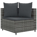 10-tlg. Garten-Sofagarnitur mit Kissen Grau Poly Rattan