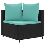 5-tlg. Garten-Sofagarnitur mit Kissen Schwarz Poly Rattan