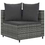 3-tlg. Garten-Sofagarnitur mit Kissen Grau Poly Rattan