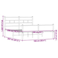Metallbett ohne Matratze Braun Eichen-Optik 160x200 cm