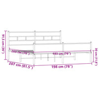 Metallbett ohne Matratze Braun Eichen-Optik 193x203 cm