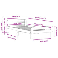 Massivholzbett ohne Matratze Weiß 90x200 cm Kiefernholz